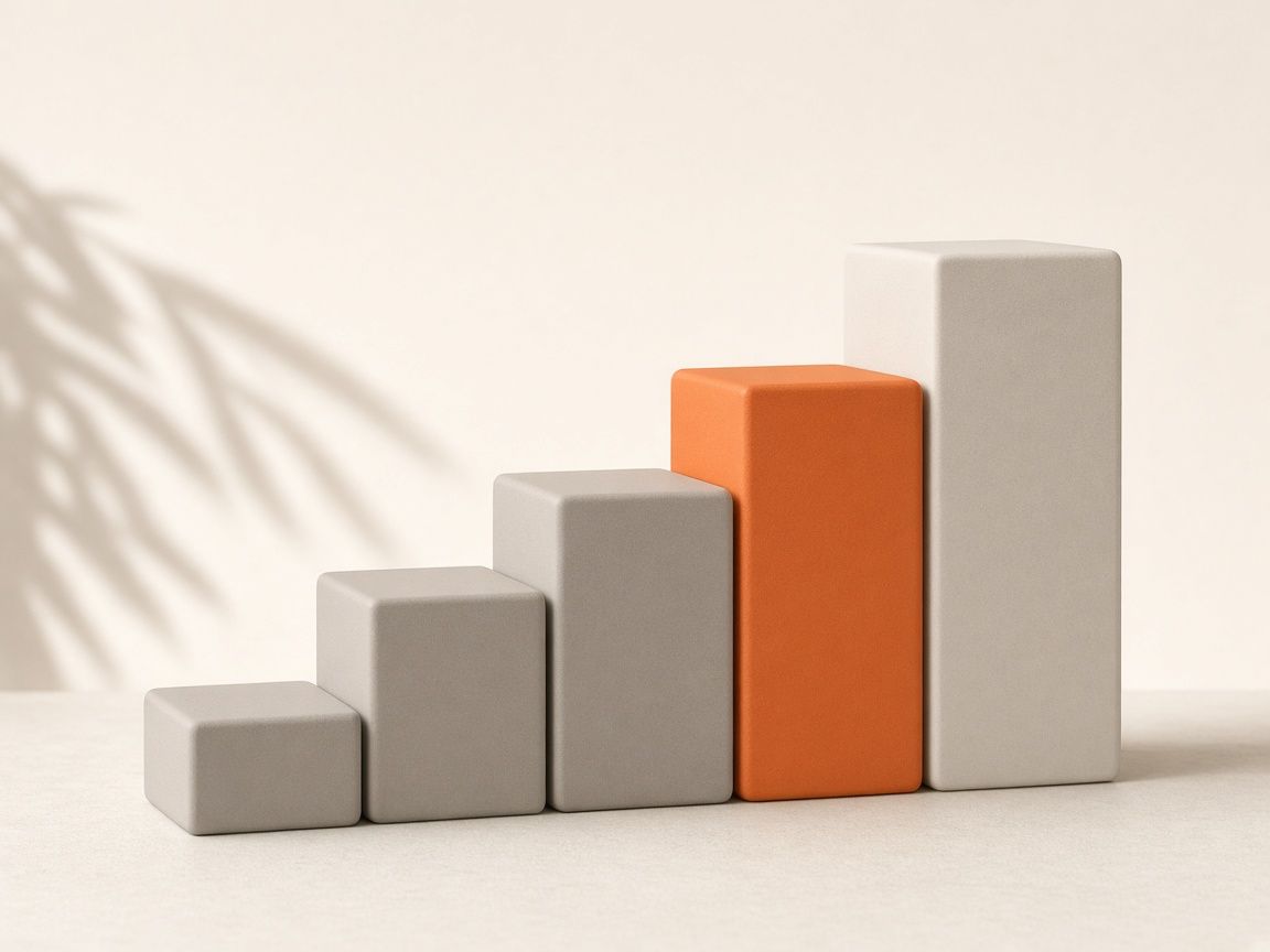 Illustrative stacked forms with an orange accent — compounding growth metaphor.